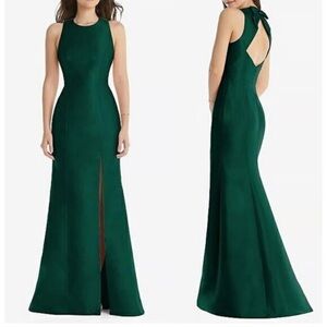 ALFRED SUNG Emerald Green Bow Back Dress